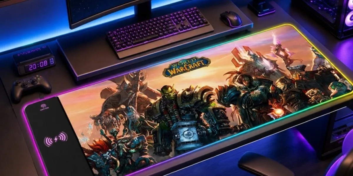 Ohio Gamer Station | Alliance & Horde Themed RGB Wireless Charging Desk Mat | World of Warcraft Gear Store