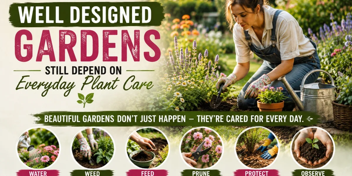 Why Well Designed Gardens Still Depend on Everyday Plant Care