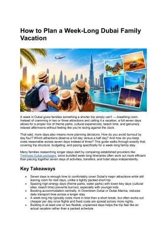 How to Plan a Week-Long Dubai Family Vacation
