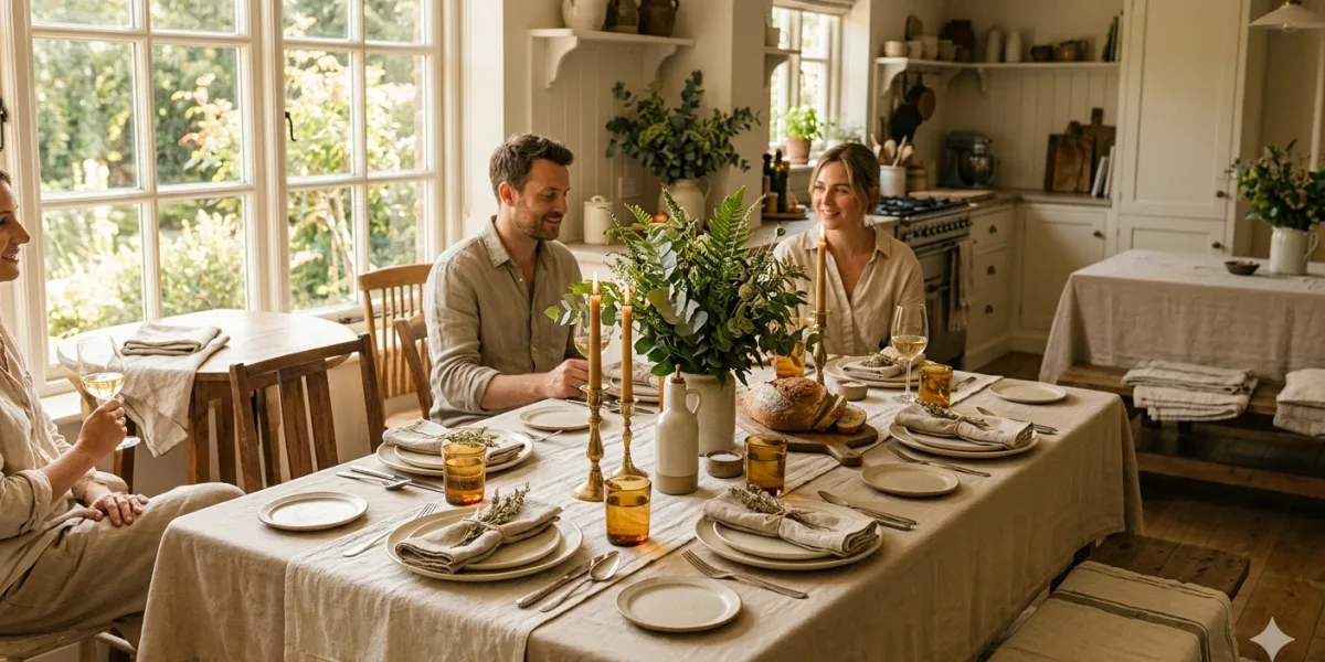 How to Choose a Tablecloth for a Dining Table With a Bench